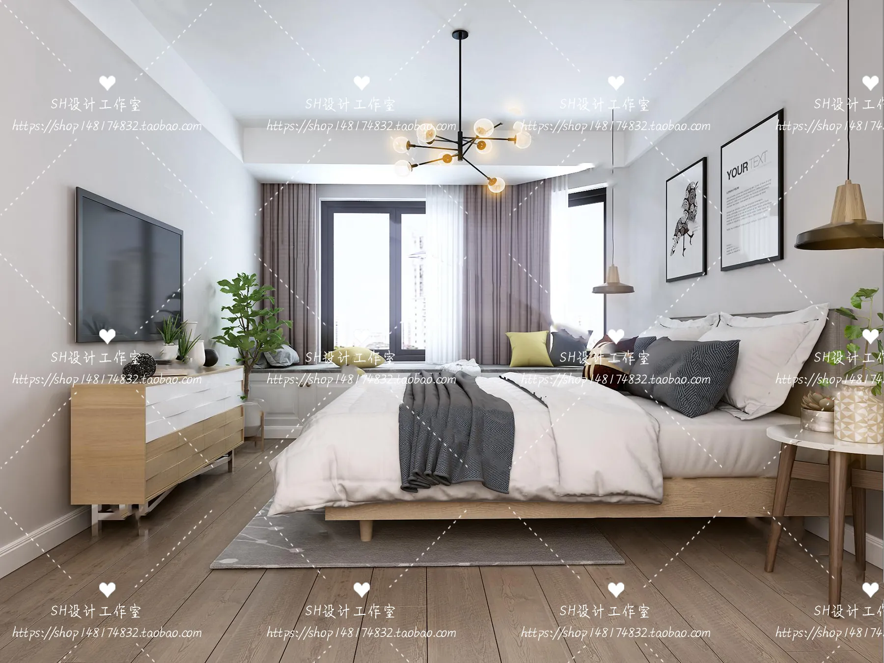 BEDROOM 3D SCENES – VRAY RENDER – 392