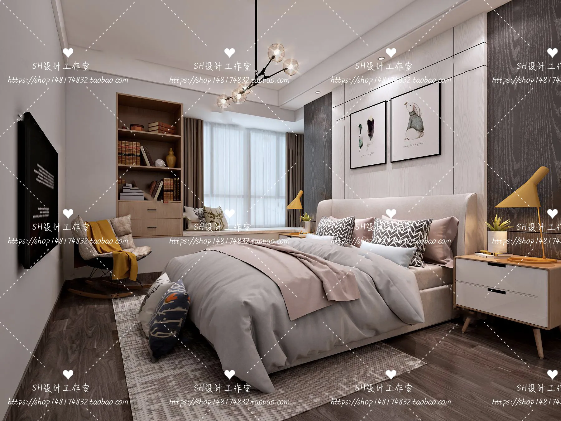 BEDROOM 3D SCENES – VRAY RENDER – 404