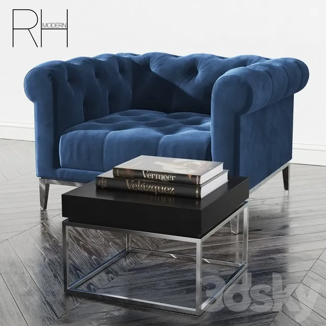 Furniture – Sofa 3D Models – RH ITALIA CHESTERFIELD FABRIC CHAIR
