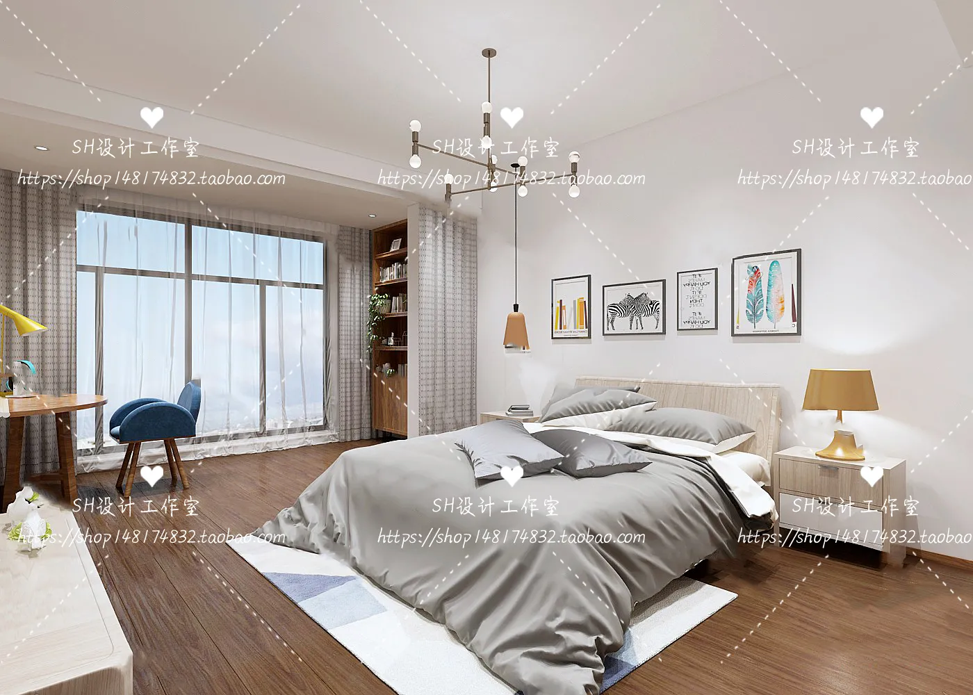 BEDROOM 3D SCENES – VRAY RENDER – 450