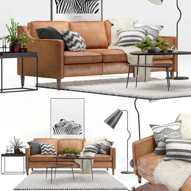 Furniture – Sofa 3D Models – Scandinavian livig set 2. West Elm Hamilton sofa