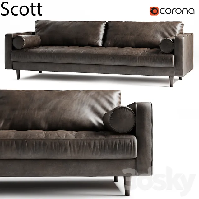 Furniture – Sofa 3D Models – Scott 3 Seater Sofa