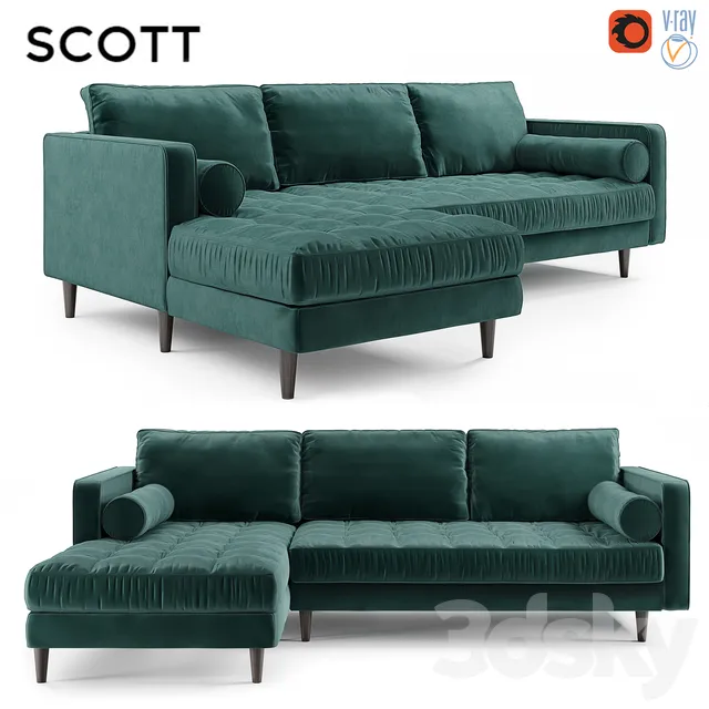 Furniture – Sofa 3D Models – Scott 4 Seater