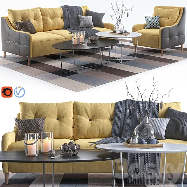 Furniture – Sofa 3D Models – Sofa and armchair Jenson 1