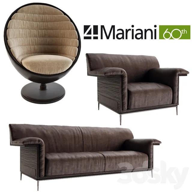 Furniture – Sofa 3D Models – Sofa and armchair Mariani collection