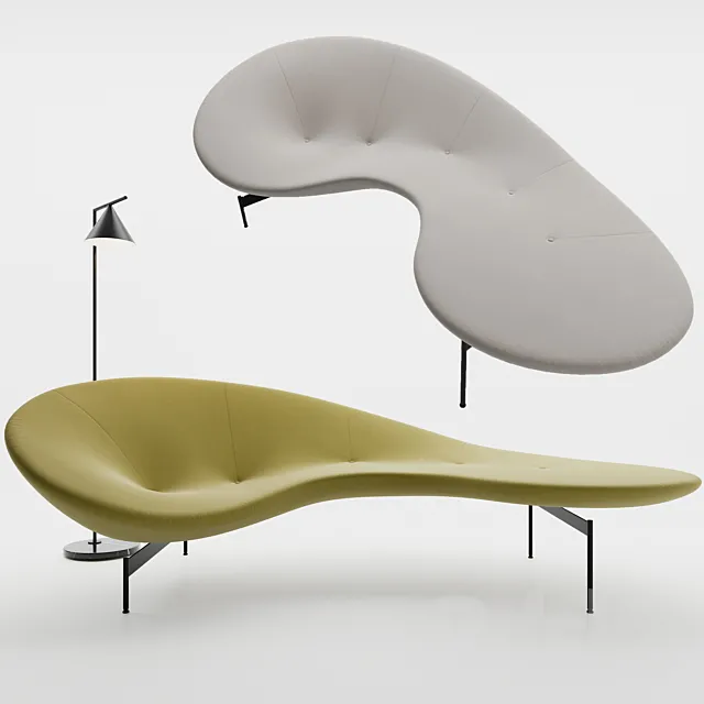 Furniture – Sofa 3D Models – Sofa Eda Mame by B&B Italia + Captain Flint by FLOS