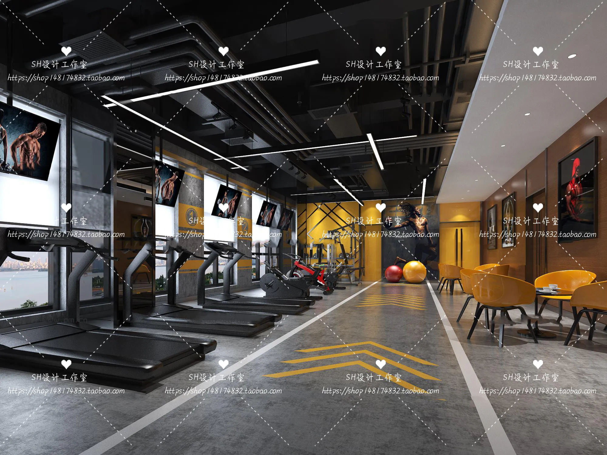 GYM AND YOGA 3D SCENES – VRAY RENDER – 006