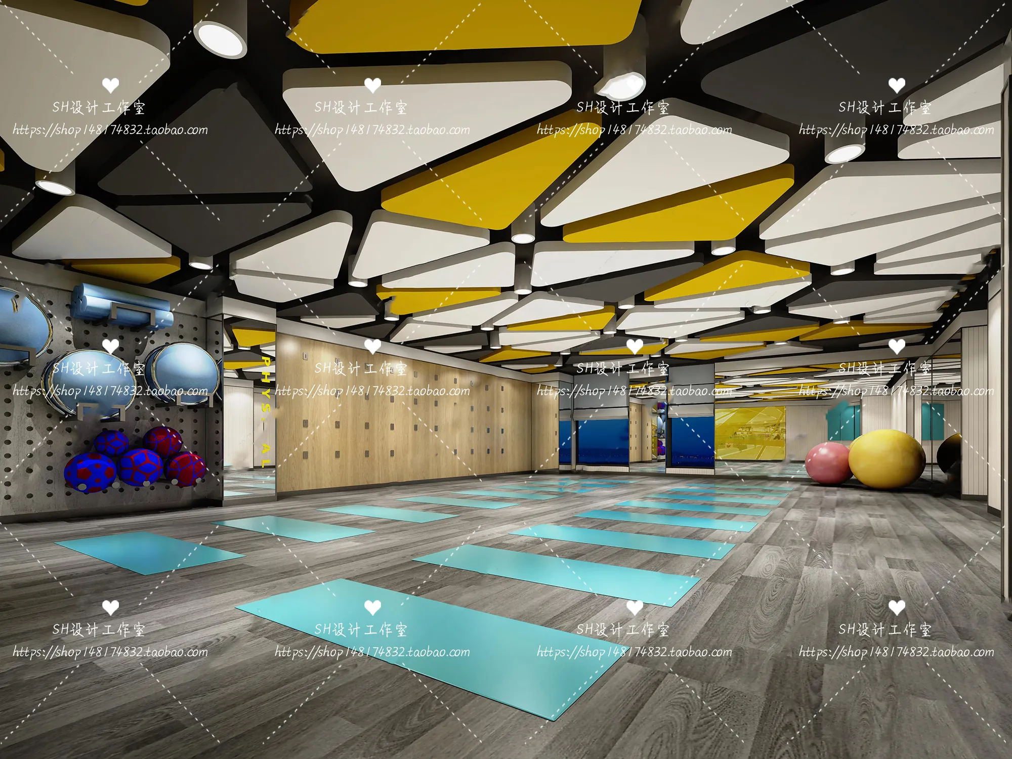 GYM AND YOGA 3D SCENES – VRAY RENDER – 010