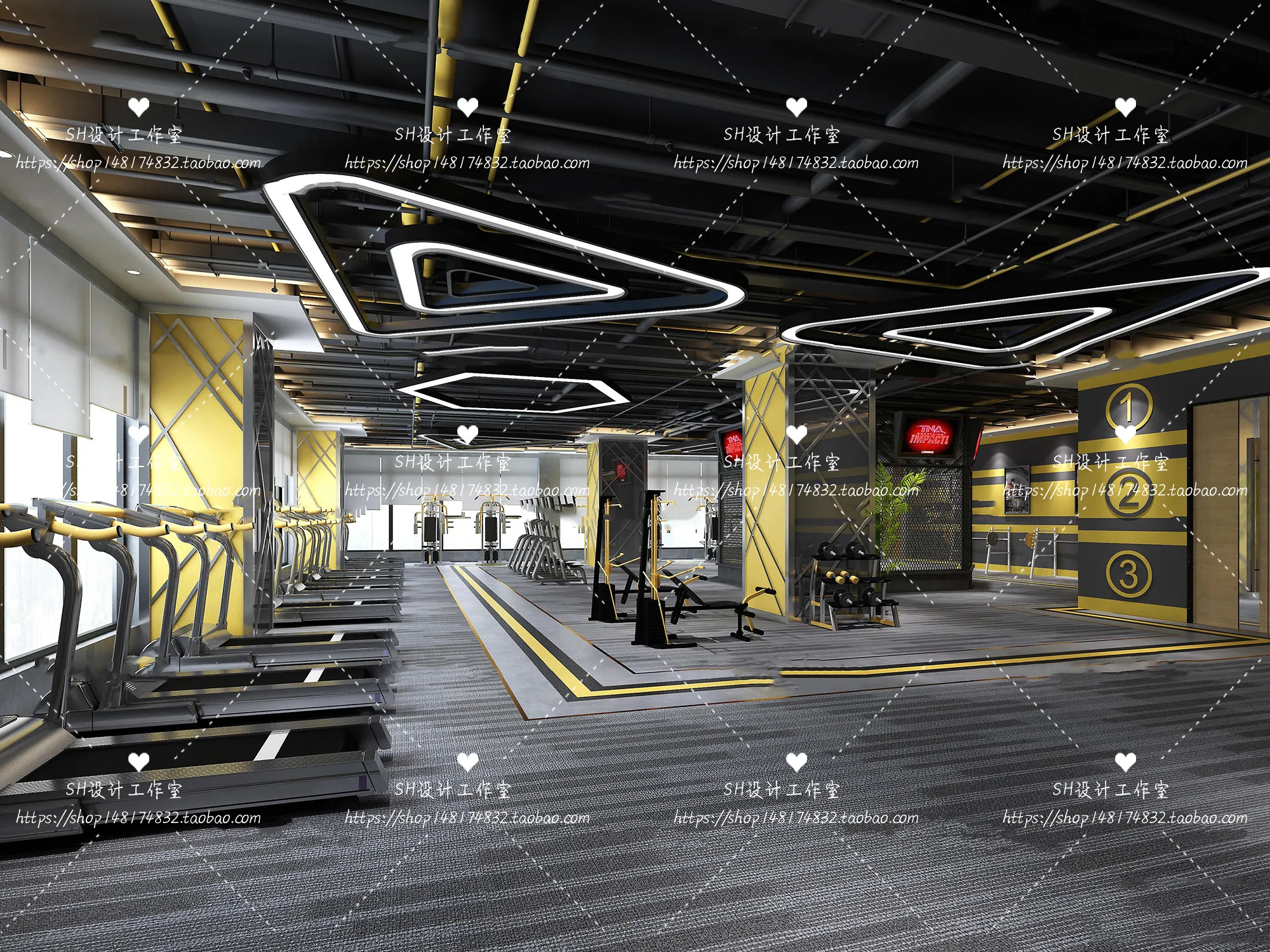 GYM AND YOGA 3D SCENES – VRAY RENDER – 021