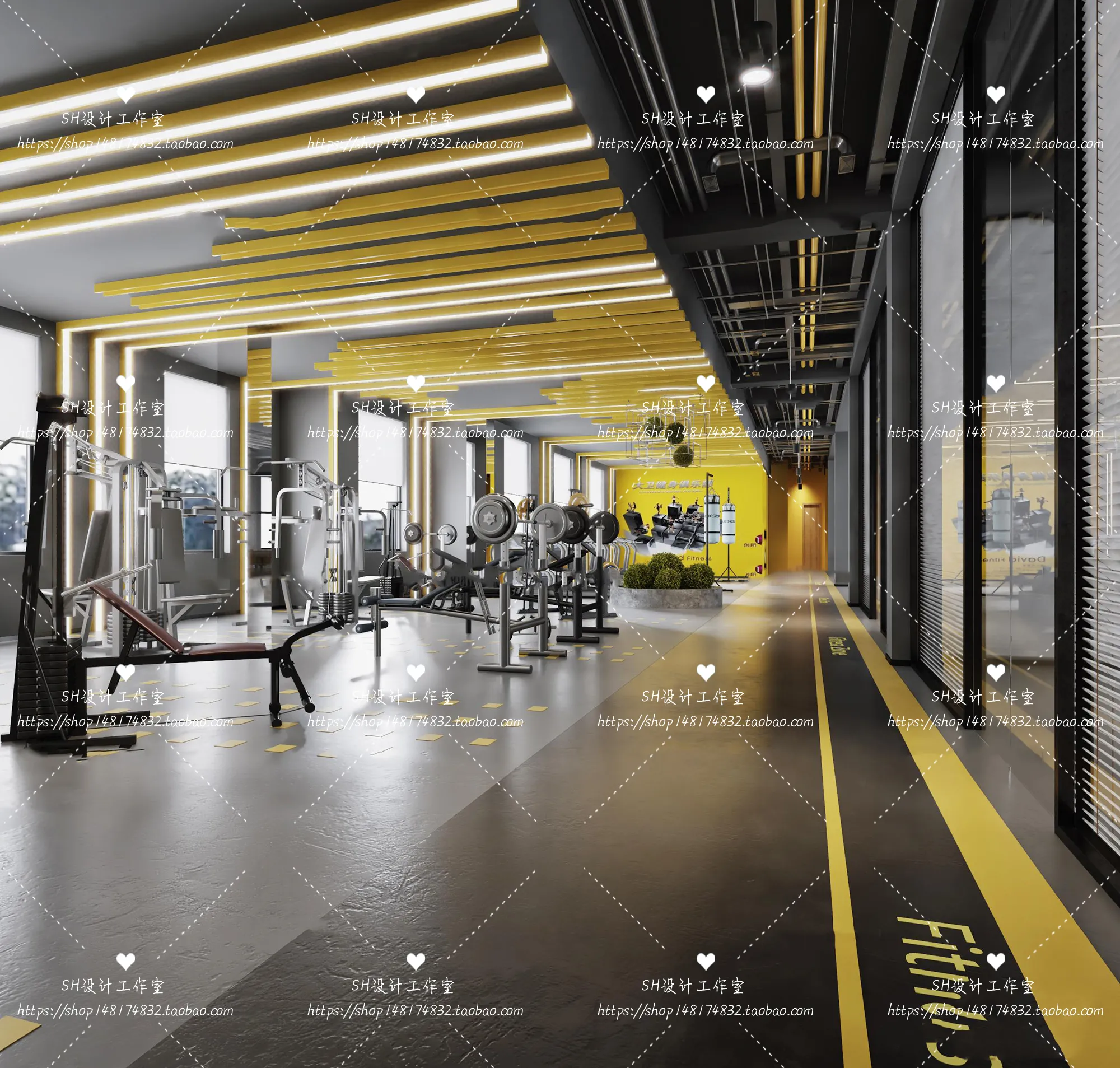 GYM AND YOGA 3D SCENES – VRAY RENDER – 028