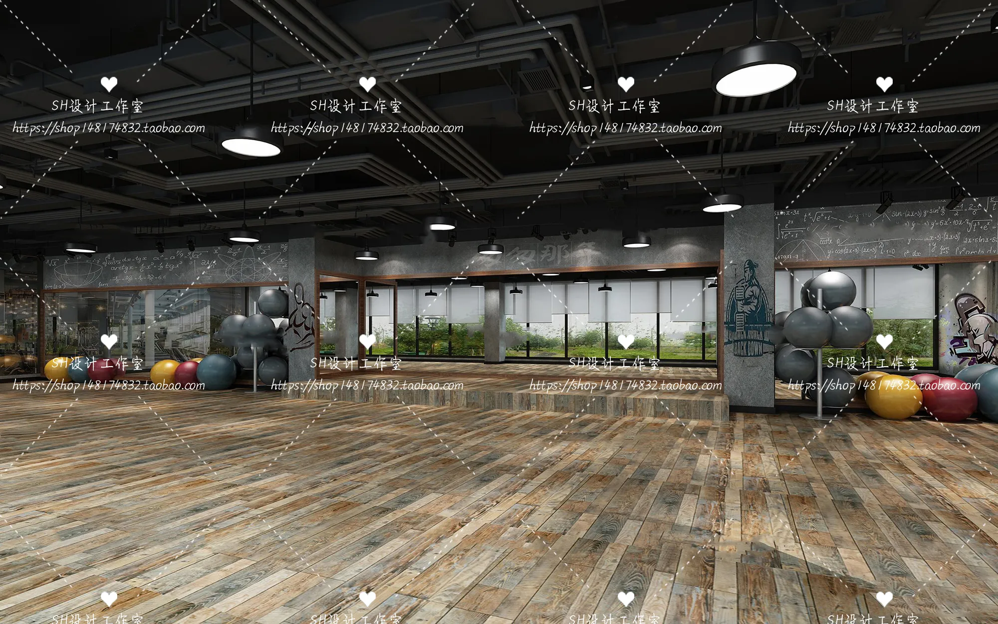 GYM AND YOGA 3D SCENES – VRAY RENDER – 034