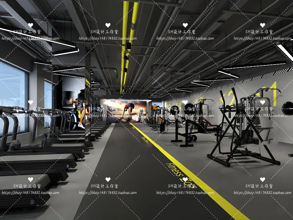 GYM AND YOGA 3D SCENES – VRAY RENDER – 037