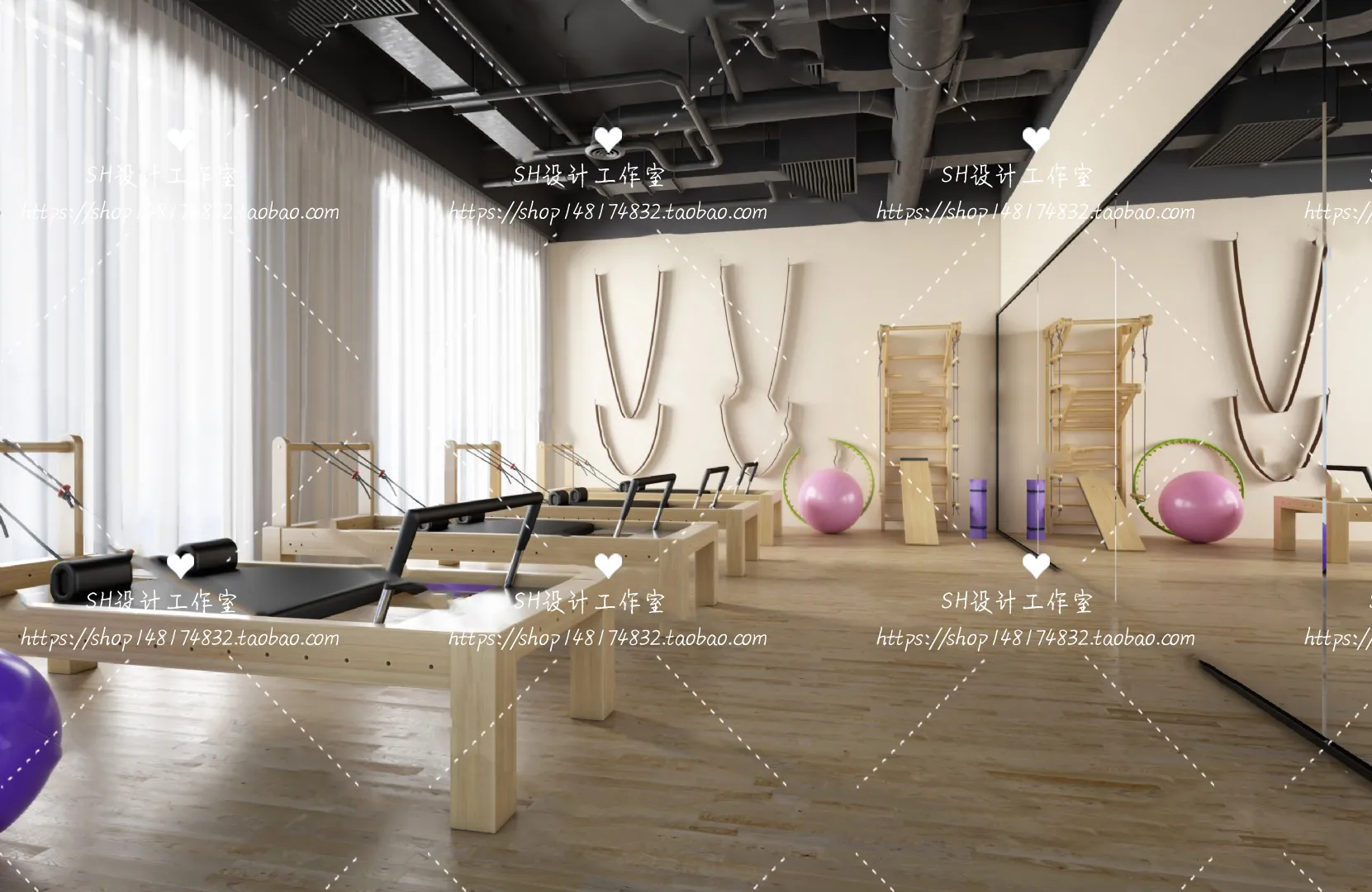 GYM AND YOGA 3D SCENES – VRAY RENDER – 042