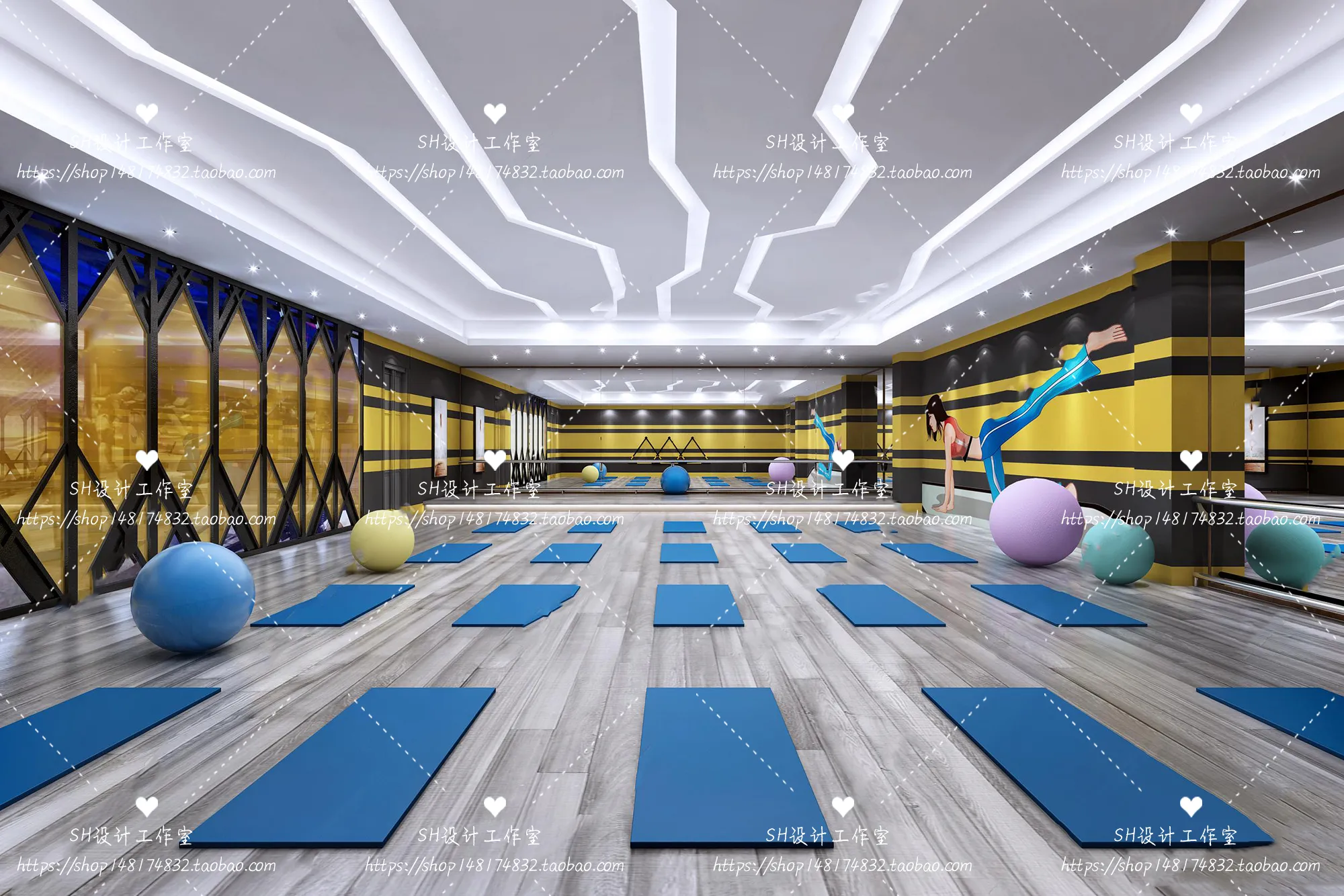 GYM AND YOGA 3D SCENES – VRAY RENDER – 071