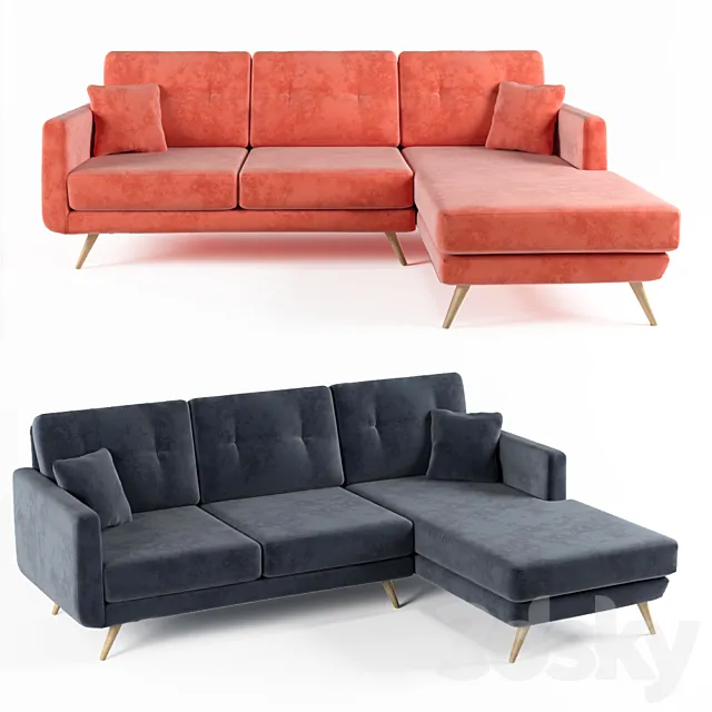 Furniture – Sofa 3D Models – Sofa IKEA (pink; gray; dark blue)