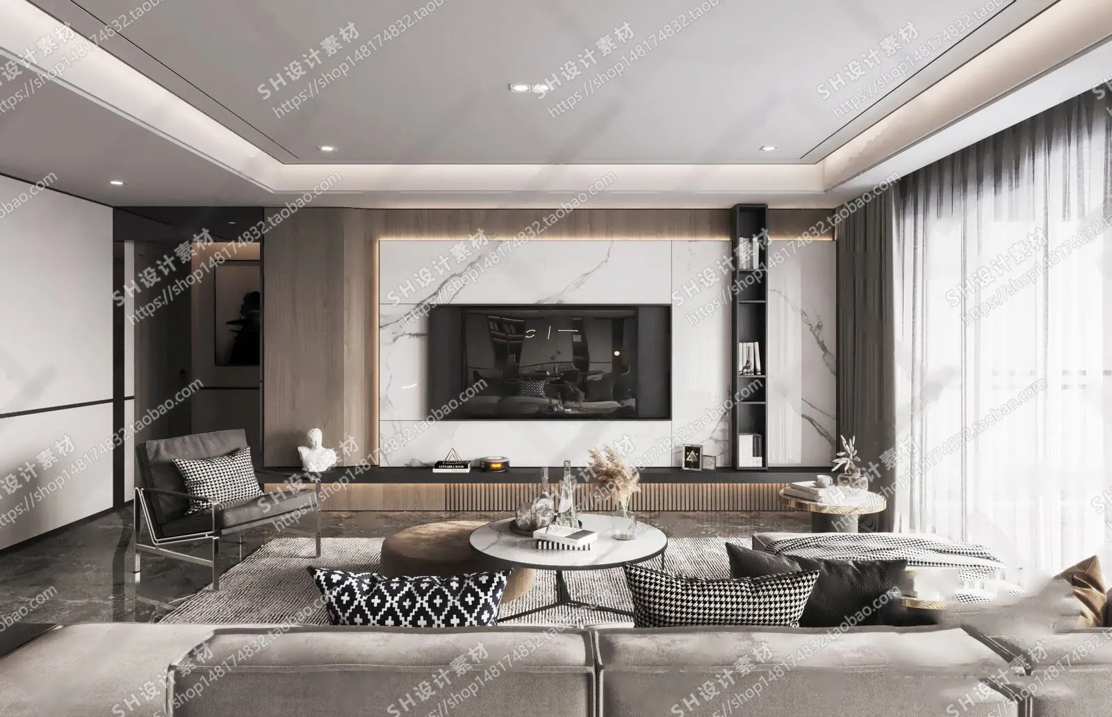 LIVING ROOM 3D SCENES – VRAY RENDER – 021