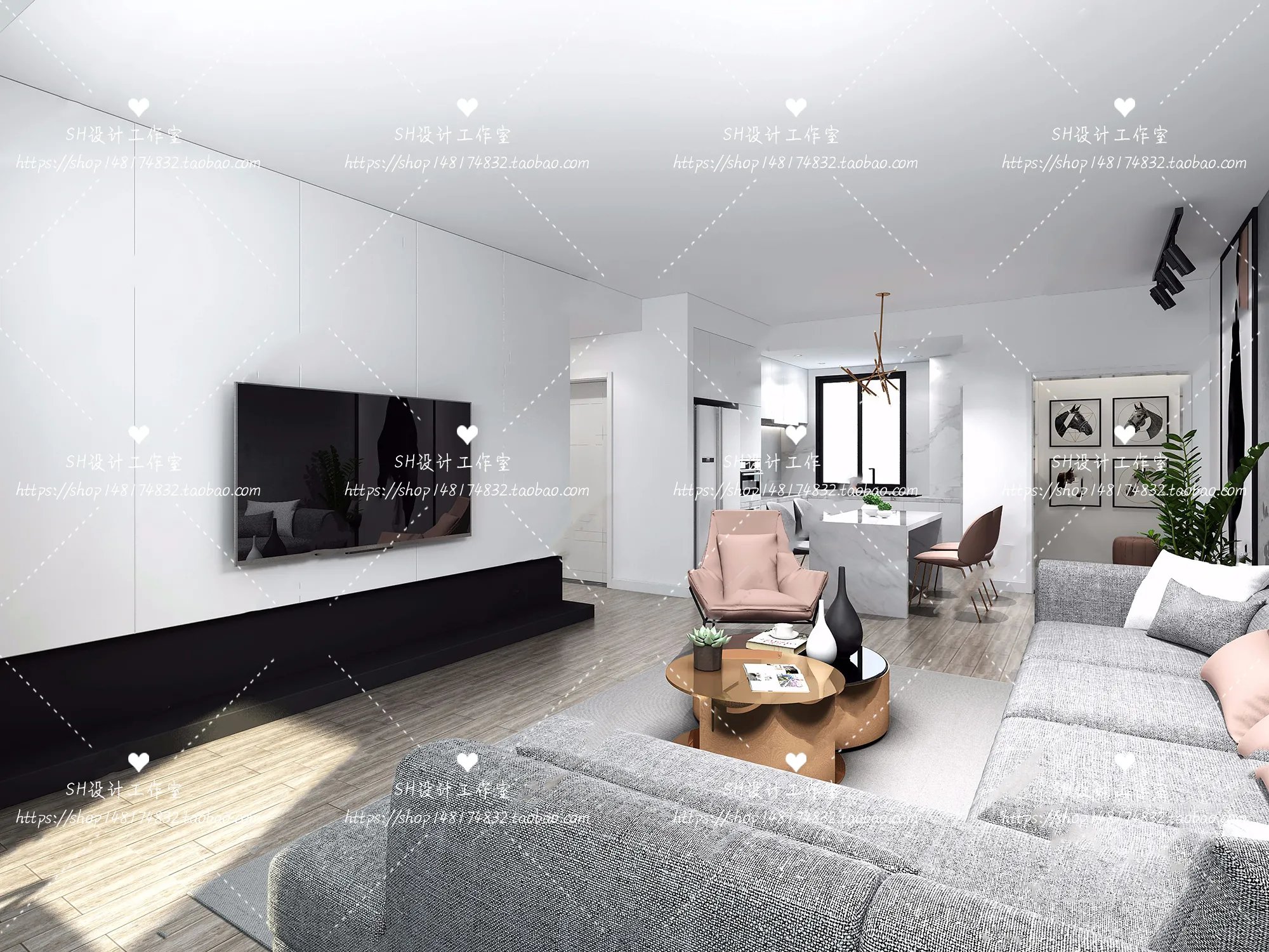 LIVING ROOM 3D SCENES – VRAY RENDER – 059