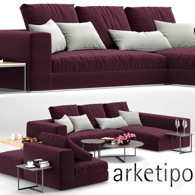 Furniture – Sofa 3D Models – Sofa Marea; Arketipo (composition O)