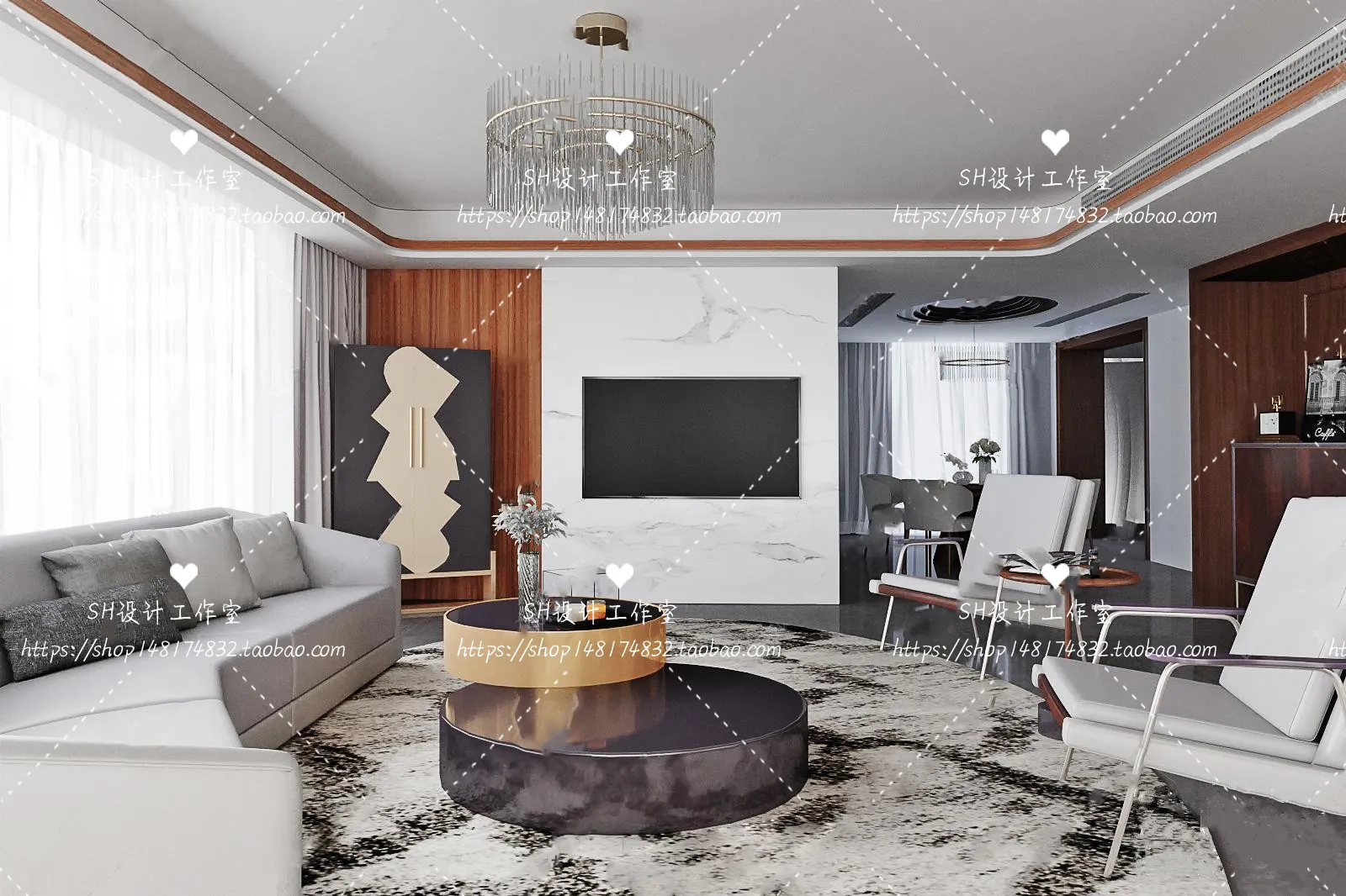 LIVING ROOM 3D SCENES – VRAY RENDER – 078