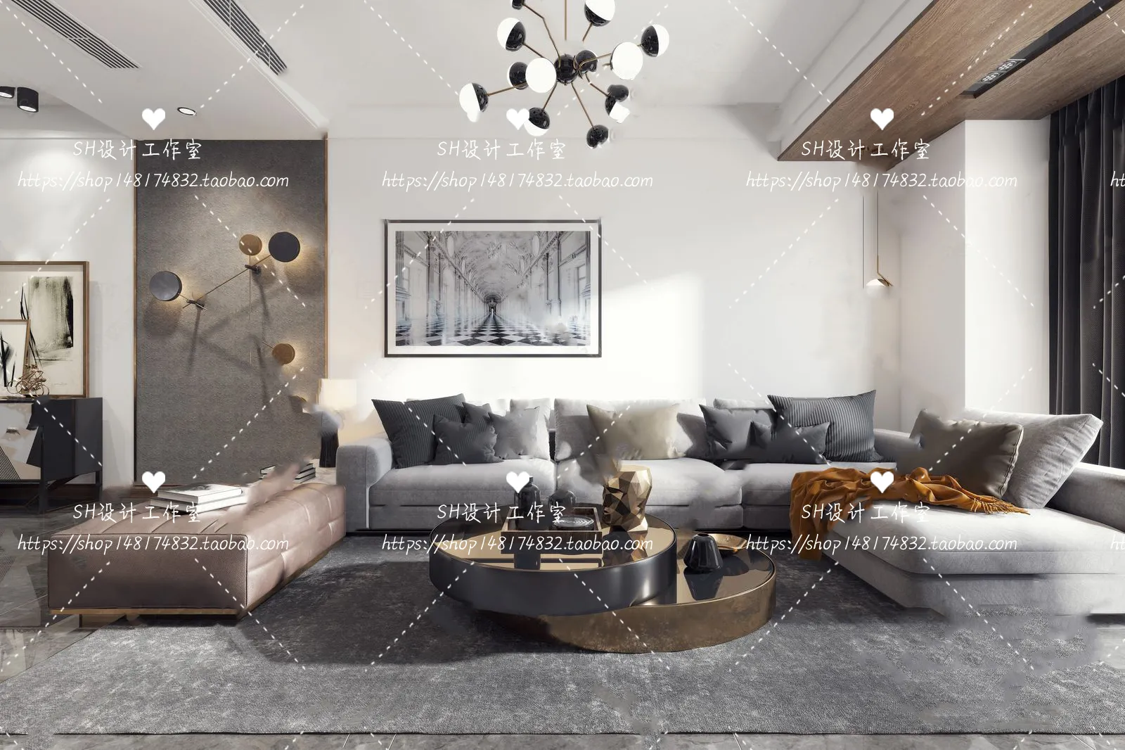 LIVING ROOM 3D SCENES – VRAY RENDER – 093