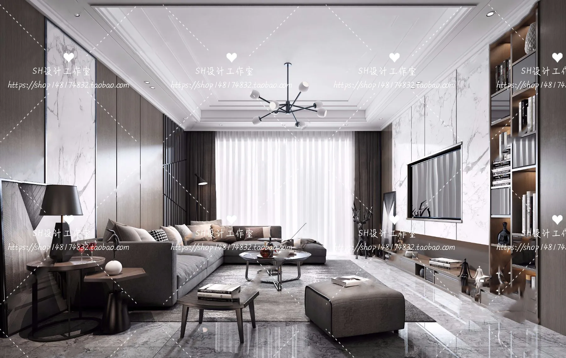 LIVING ROOM 3D SCENES – VRAY RENDER – 117