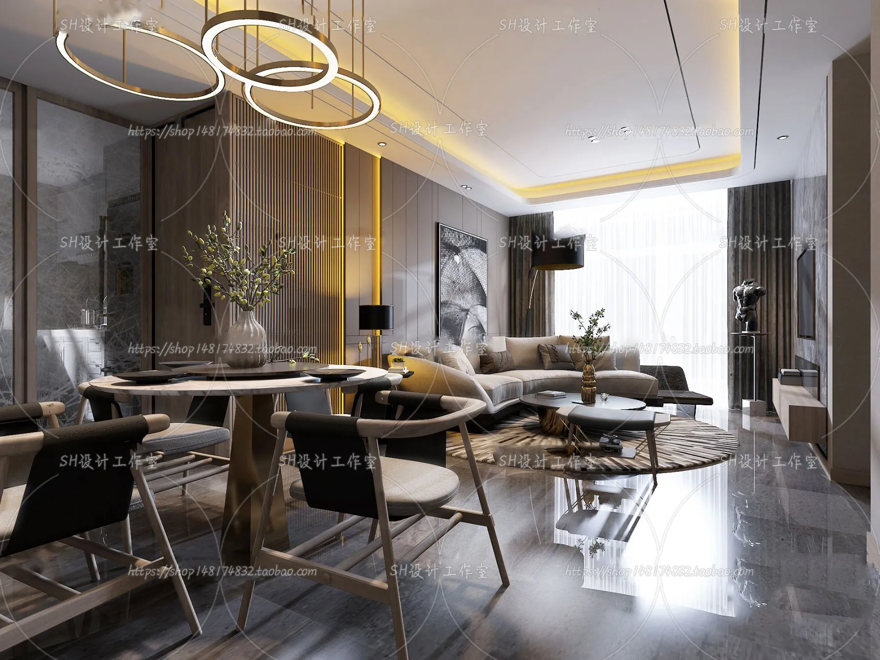 LIVING ROOM 3D SCENES – VRAY RENDER – 132