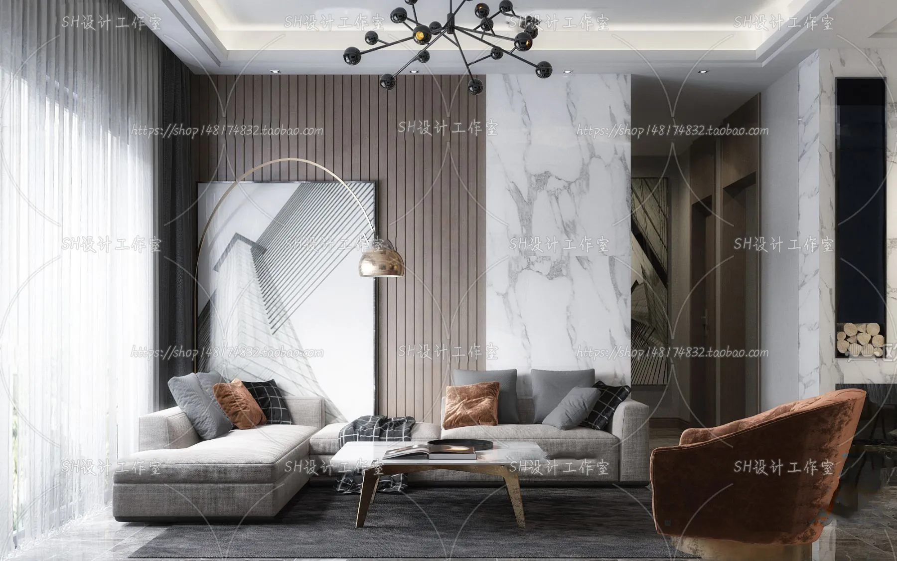 LIVING ROOM 3D SCENES – VRAY RENDER – 133