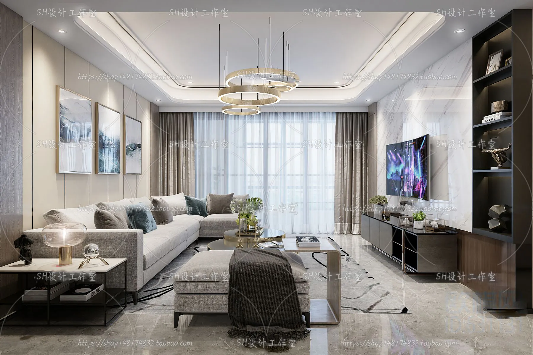 LIVING ROOM 3D SCENES – VRAY RENDER – 138