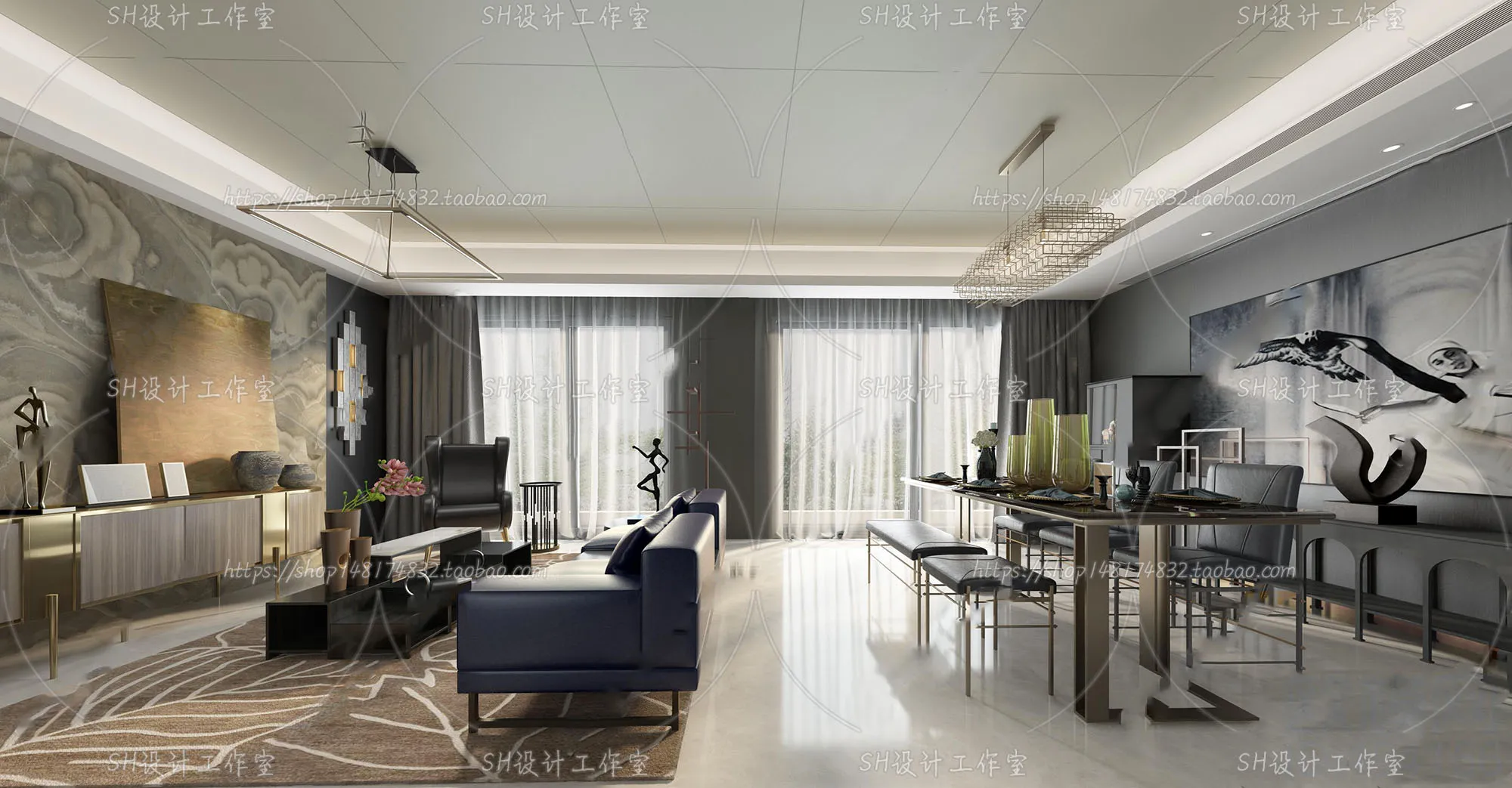 LIVING ROOM 3D SCENES – VRAY RENDER – 174