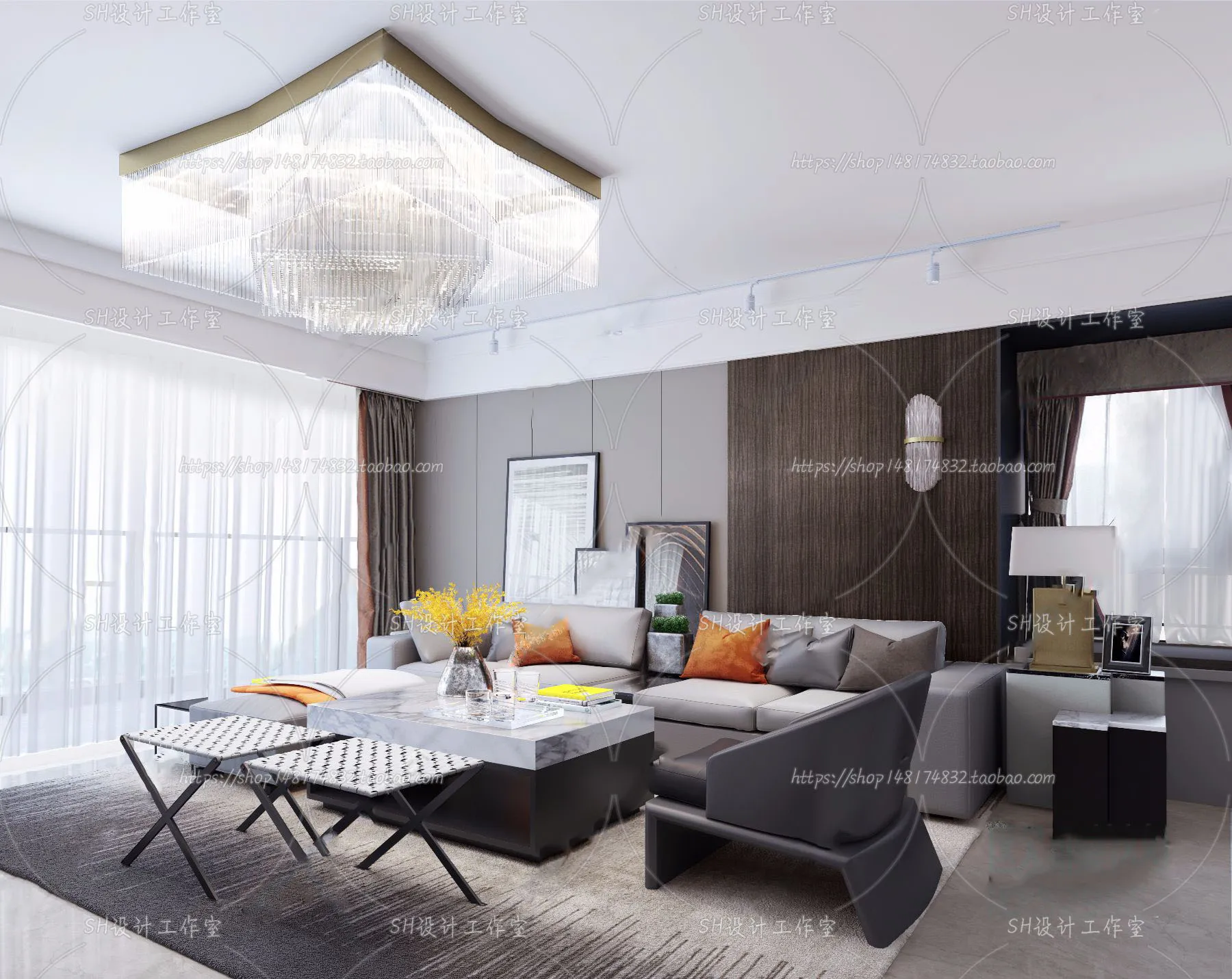 LIVING ROOM 3D SCENES – VRAY RENDER – 185