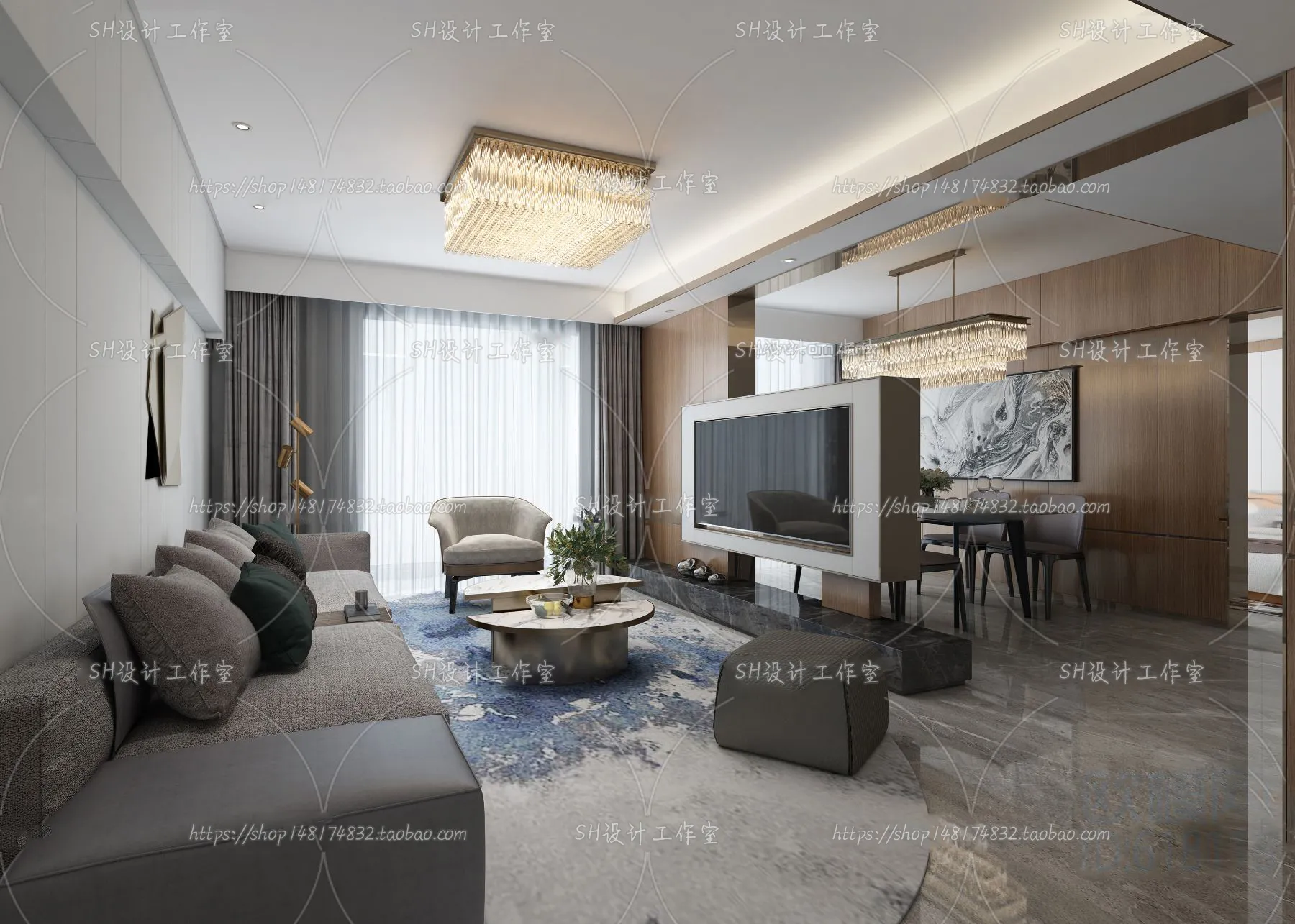 LIVING ROOM 3D SCENES – VRAY RENDER – 195