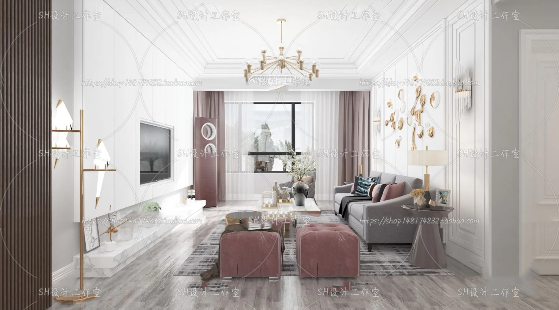 LIVING ROOM 3D SCENES – VRAY RENDER – 228