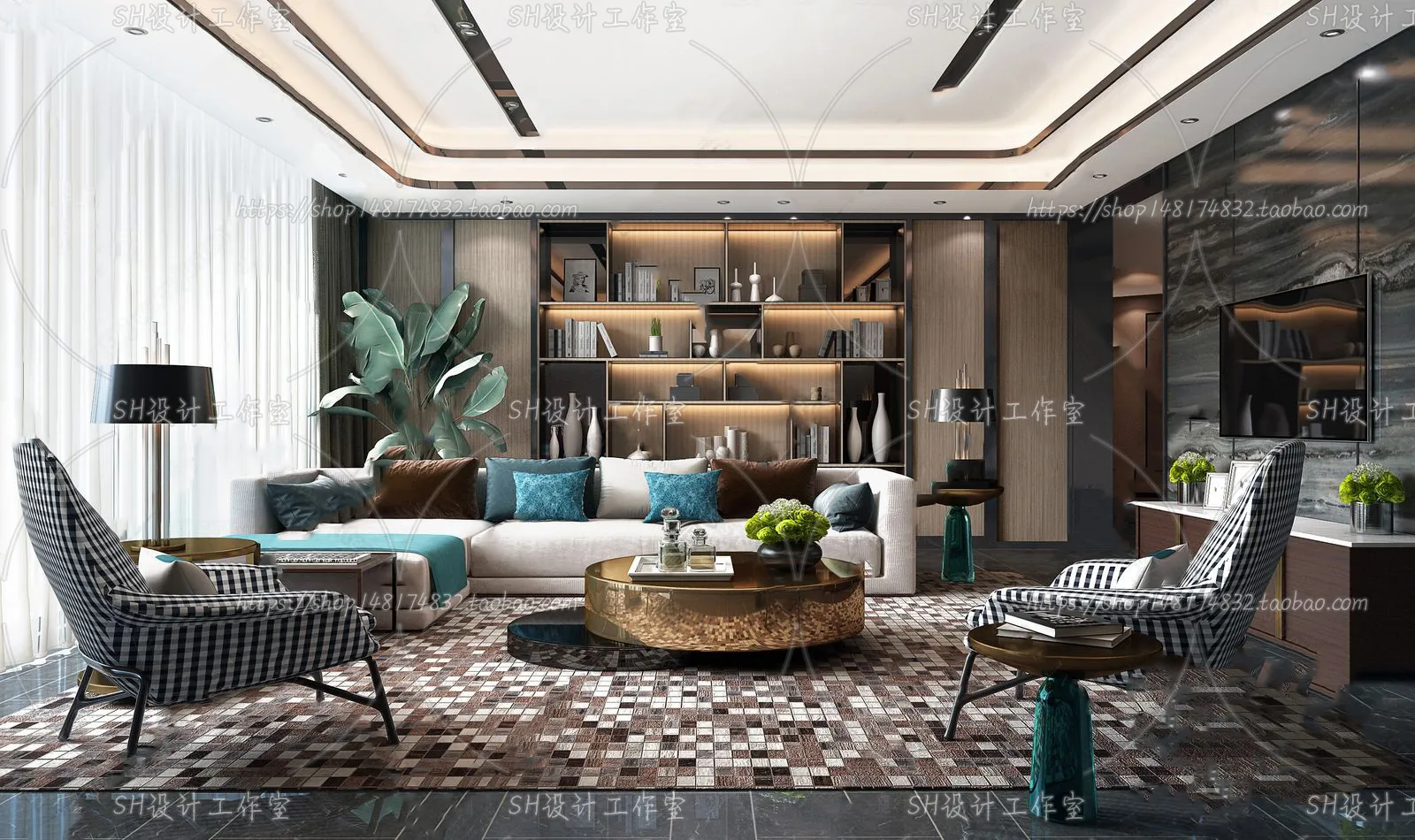 LIVING ROOM 3D SCENES – VRAY RENDER – 241