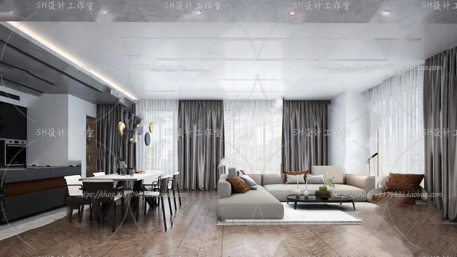 LIVING ROOM 3D SCENES – VRAY RENDER – 245