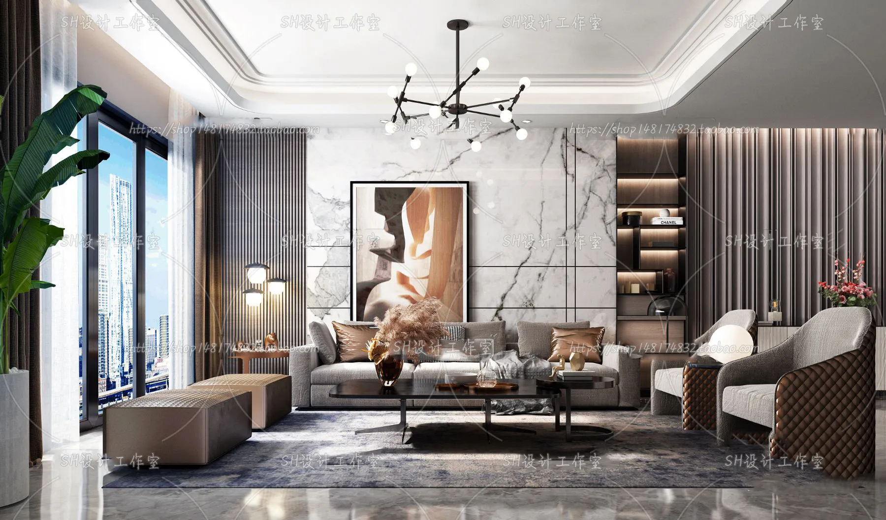 LIVING ROOM 3D SCENES – VRAY RENDER – 260