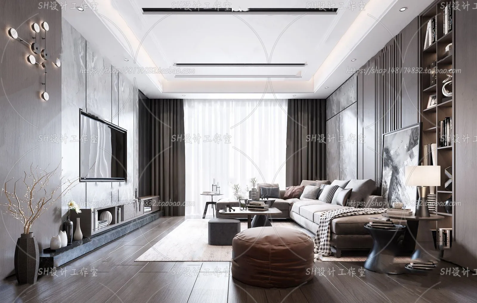 LIVING ROOM 3D SCENES – VRAY RENDER – 287