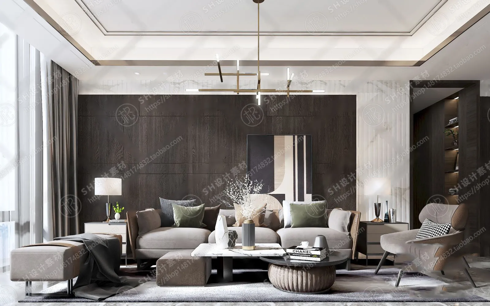 LIVING ROOM 3D SCENES – VRAY RENDER – 329