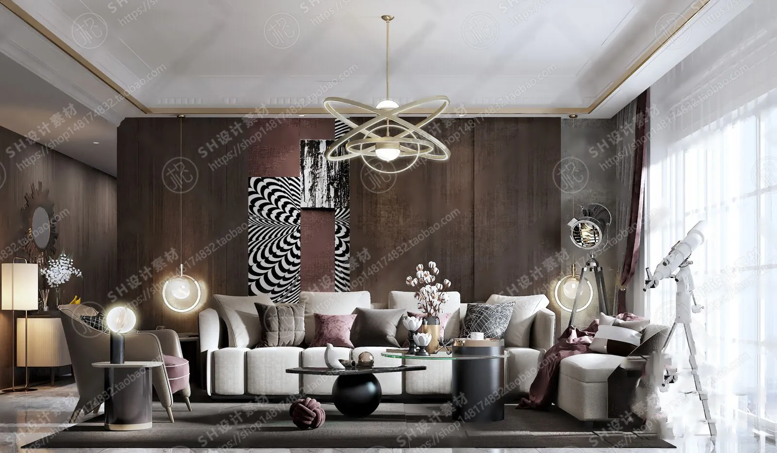 LIVING ROOM 3D SCENES – VRAY RENDER – 332