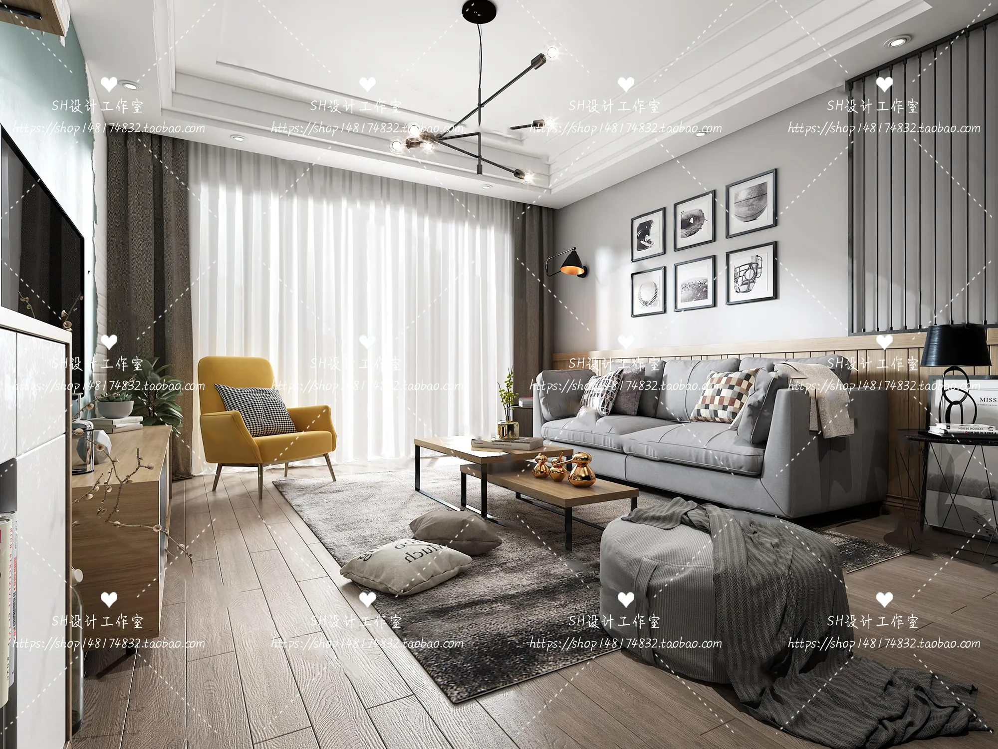 LIVING ROOM 3D SCENES – VRAY RENDER – 362