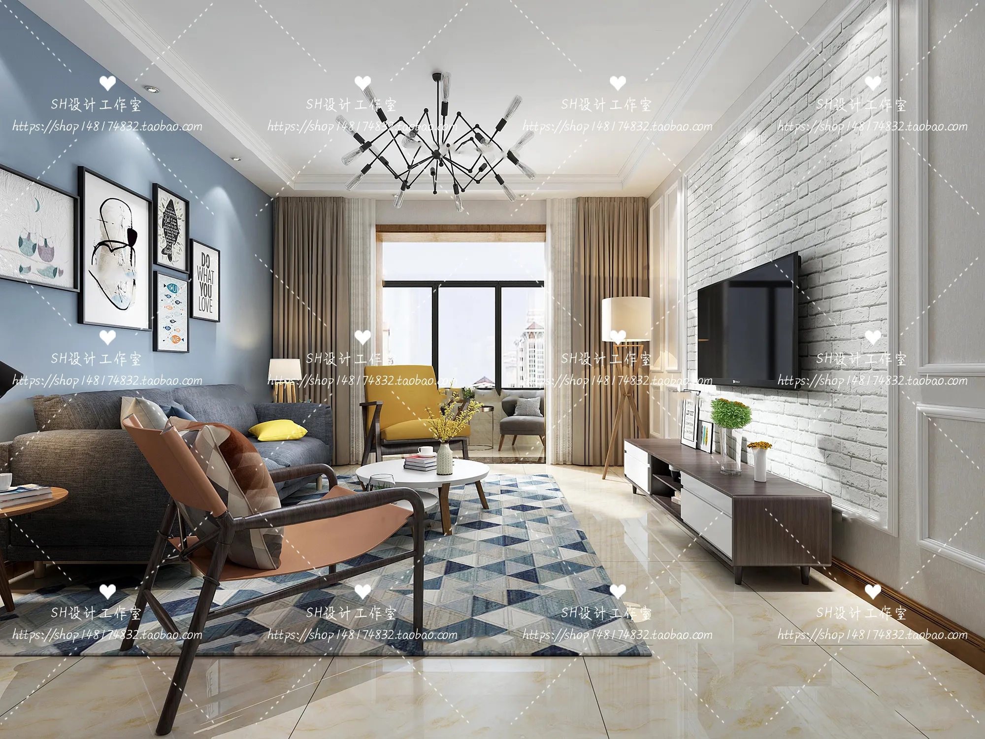 LIVING ROOM 3D SCENES – VRAY RENDER – 427