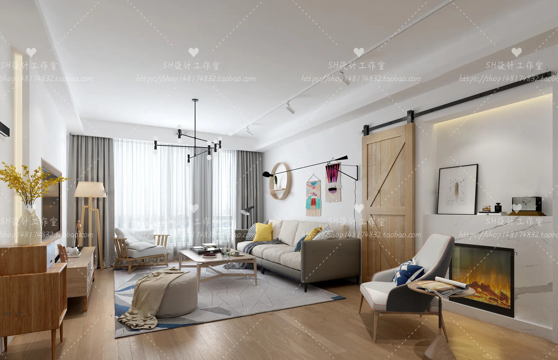 LIVING ROOM 3D SCENES – VRAY RENDER – 454