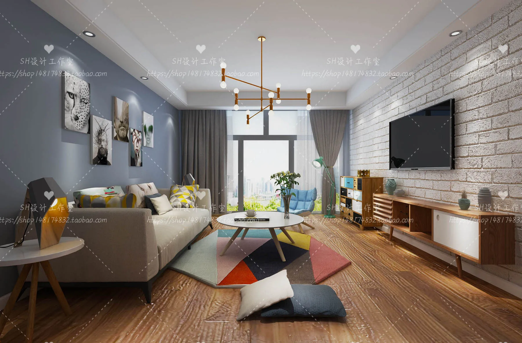 LIVING ROOM 3D SCENES – VRAY RENDER – 455