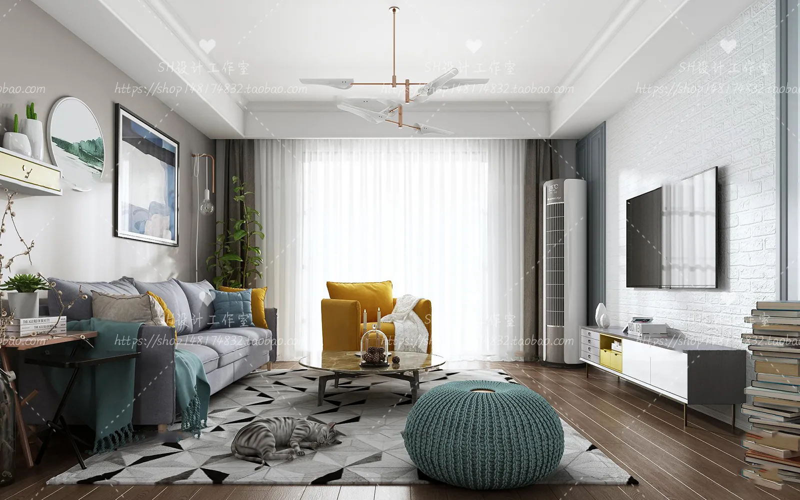 LIVING ROOM 3D SCENES – VRAY RENDER – 474