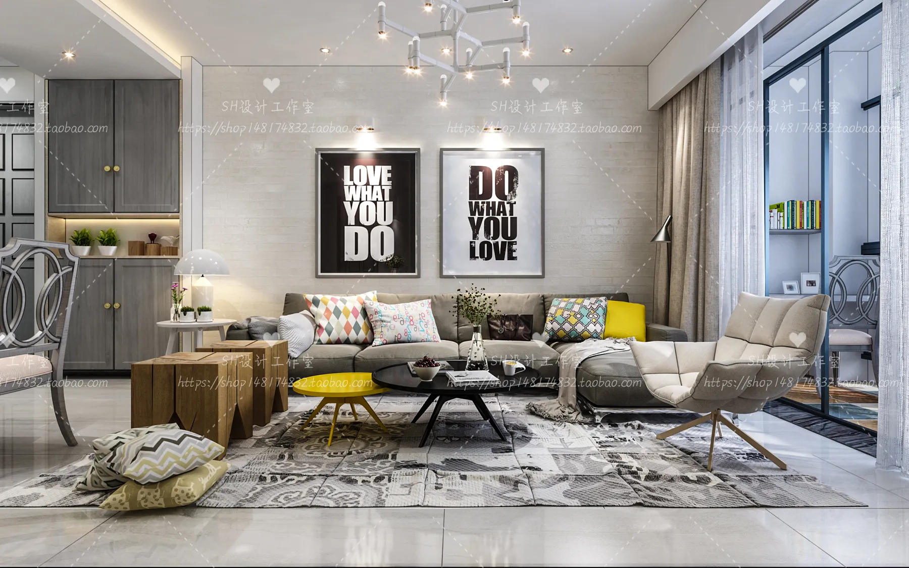 LIVING ROOM 3D SCENES – VRAY RENDER – 481