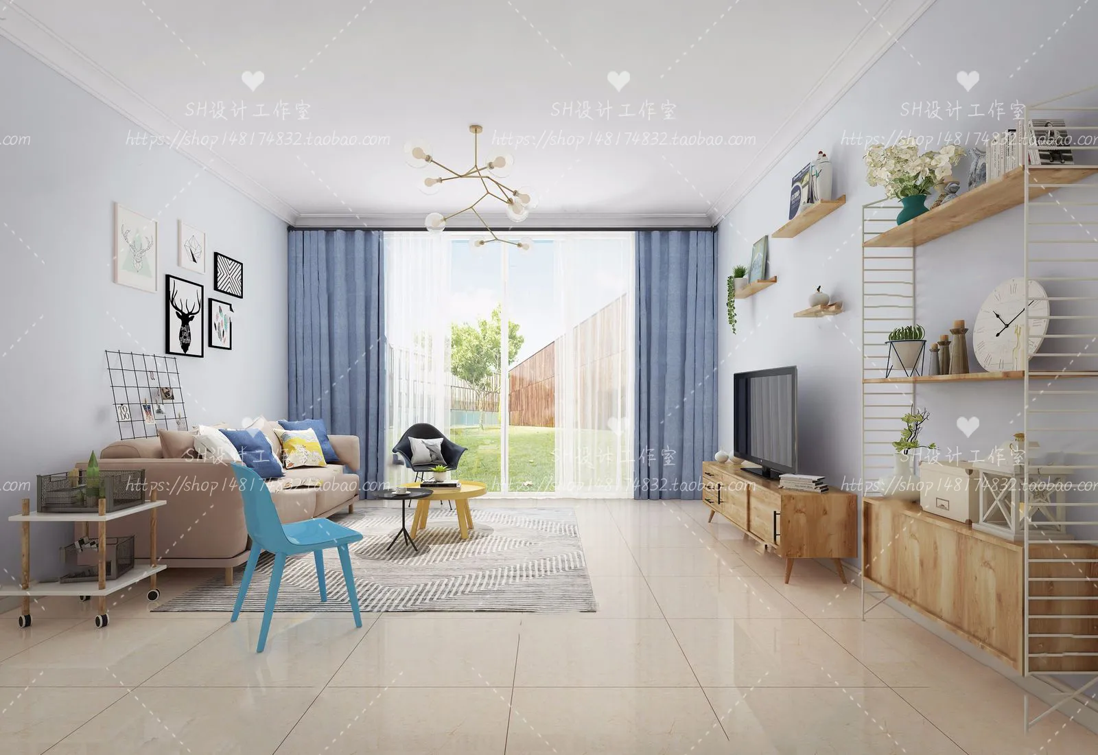 LIVING ROOM 3D SCENES – VRAY RENDER – 532