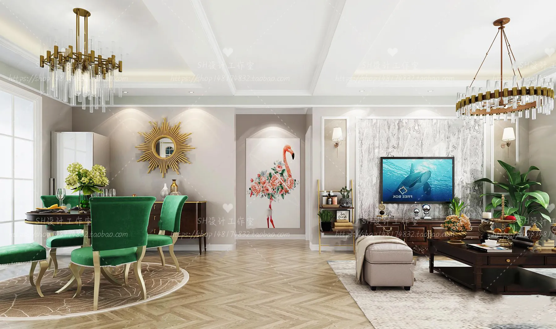 LIVING ROOM 3D SCENES – VRAY RENDER – 552