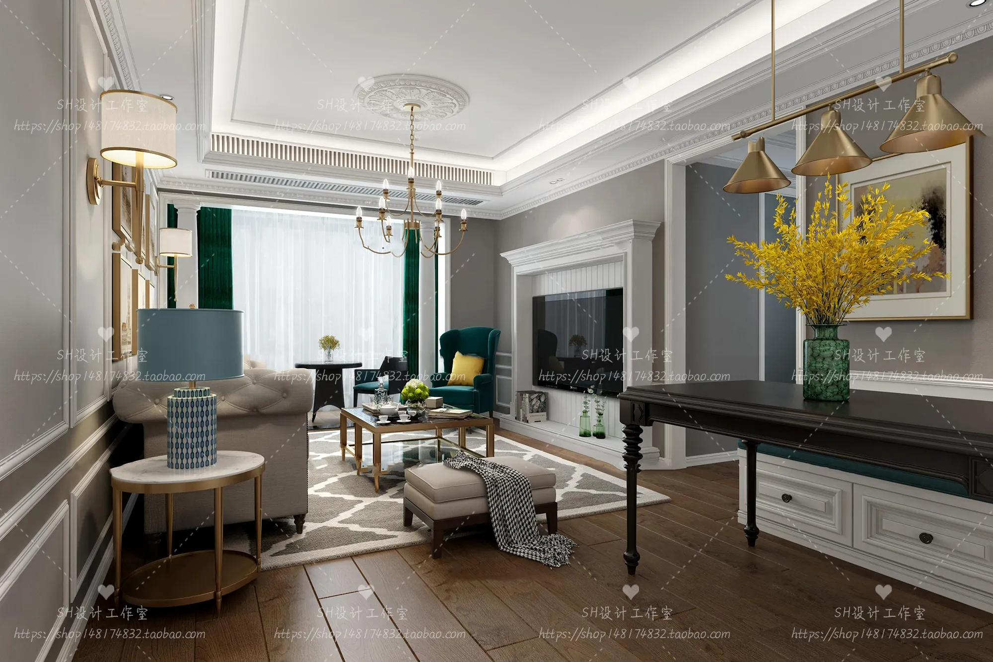 LIVING ROOM 3D SCENES – VRAY RENDER – 585