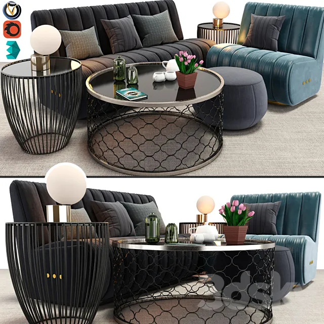 Furniture – Sofa 3D Models – Sophia sofa and armchair set