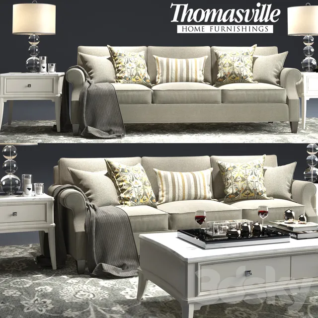 Furniture – Sofa 3D Models – Thomasville.Tawny Sofa.Manuscript Cocktail Table