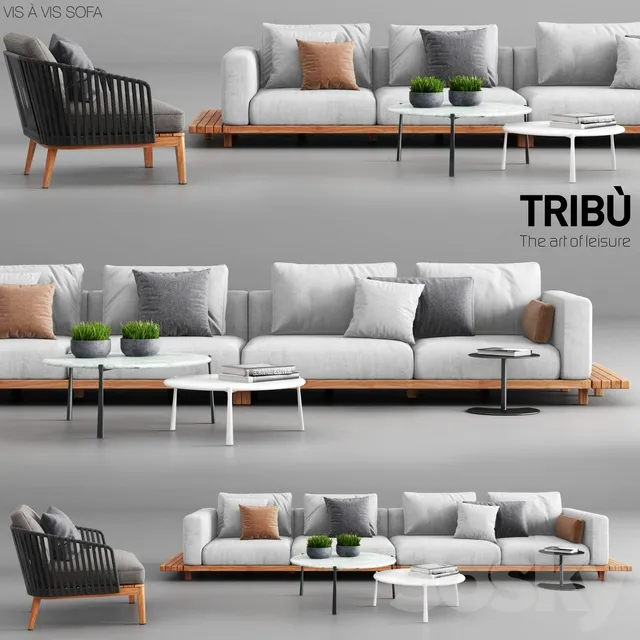 Furniture – Sofa 3D Models – Tribu Vis a Vis Sofa and Mood Club Chair